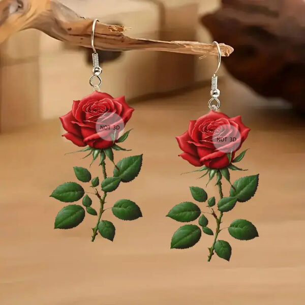 Wholesale Valentine's Day Red Rose Acrylic Earrings