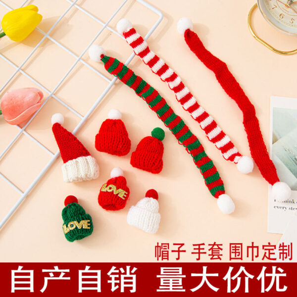 O1CN01R2ezZw2IpU9zEo80N_2211155479335-0-cib Wholesale Christmas DIY Wool Mini Knitted Finger Hat Doll Accessories