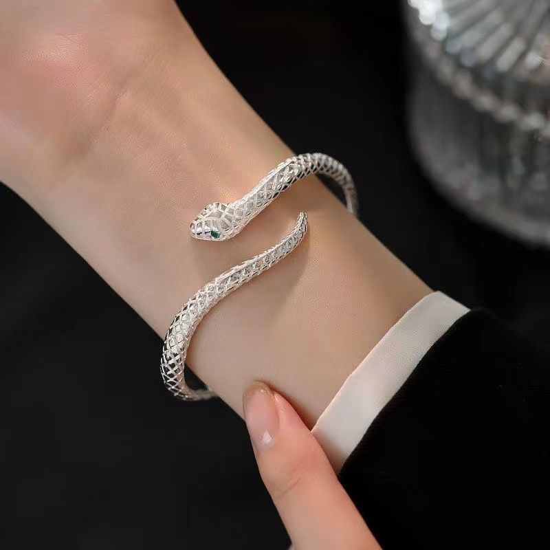Wholesale Sier Spirit Snake Opening Adjustment Bracelet
