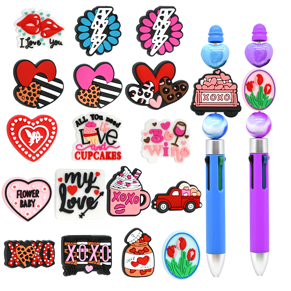 Wholesale Random valentine's day rotatable pen beads