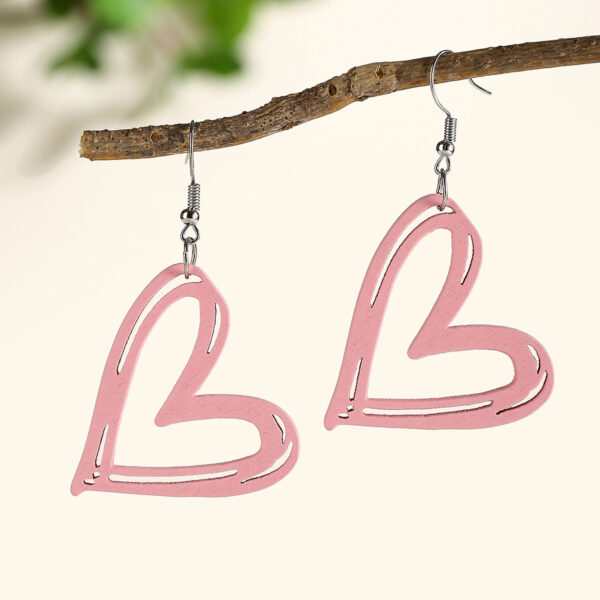Wholesale Colorful Love Valentine's Day Wood Earrings