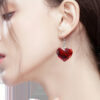 Wholesale Valentine's Day Heart Red Rose Acrylic Earrings
