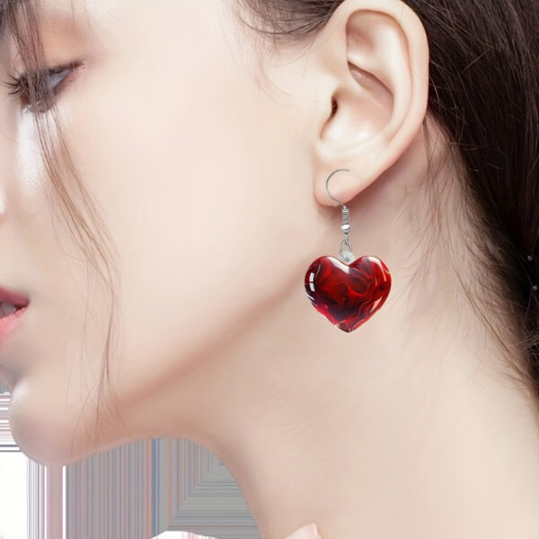 Wholesale Valentine's Day Heart Red Rose Acrylic Earrings