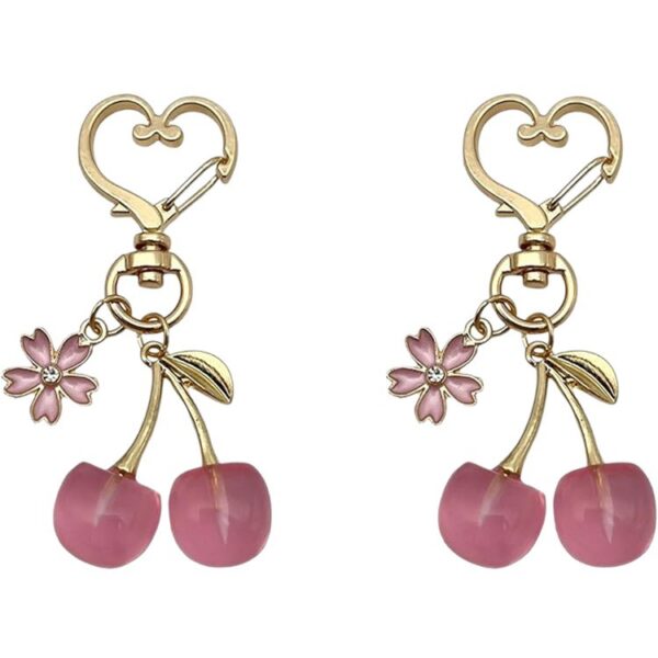 Wholesale Resin Pink Cherry Keychain Pendant