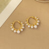 Wholesale Golden ring inlaid with pearl Hoop Earrings