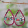 Wholesale Leopard Print Colorful Water Drop Wooden Double-Sided Earrings