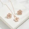 Wholesale Pink and white five petal flower necklace earring set