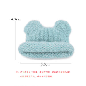 Sky blue plush bear woolen hat