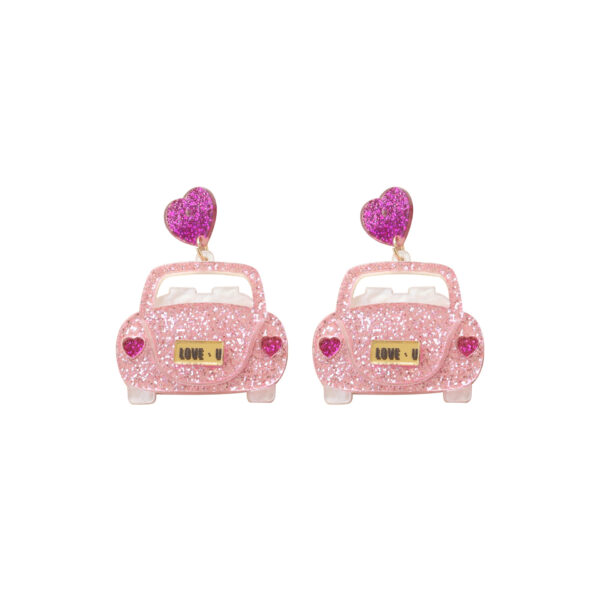 Wholesale Valentine's Day Pink Wedding Car Acrylic Earrings
