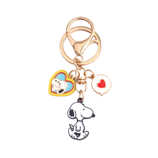 Wholesale Cute cartoon white heart-shaped dog alloy keychain