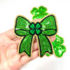 Wholesale Clover St. Patrick's Day 3 Bowknots Green Series Sequin Embroidery DIY Patches