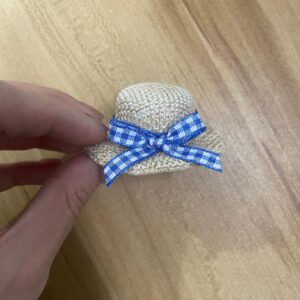 Blue plaid bow straw hat