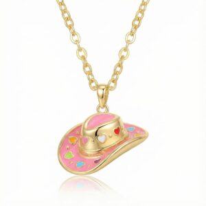 Pink cowboy hat necklace