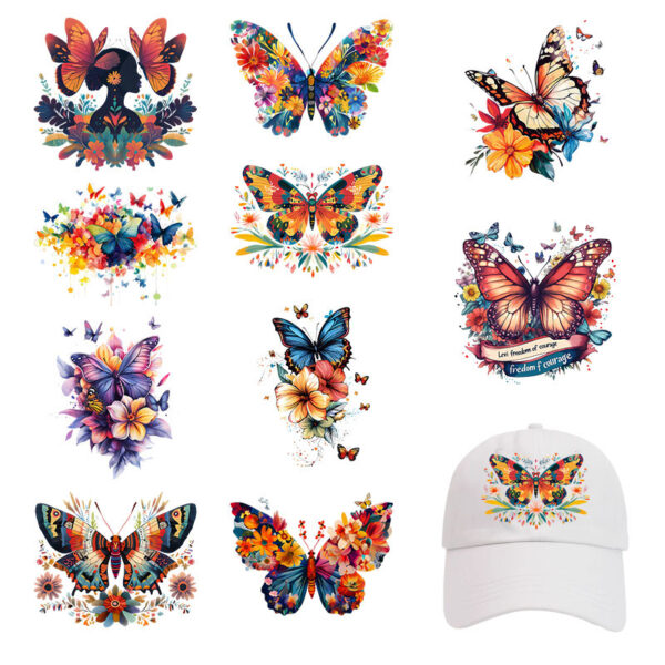 Wholesale Cross-border butterfly logo clothes hot label in stock wholesale heat transfer paste diy white ink hot stamping printing