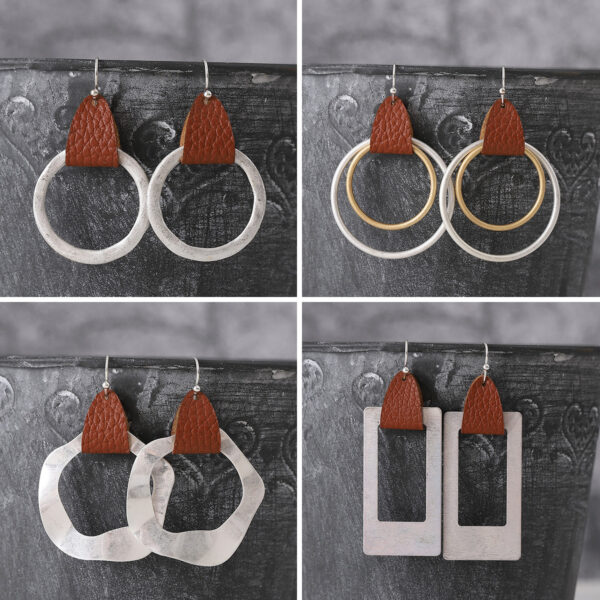 Wholesale Bohemian Sand Silver Leather Leather Earrings All-match Ear Jewelry