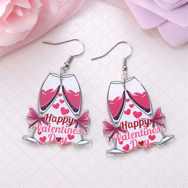 Wholesale Valentine's Day Pink Champagne Glass Acrylic Earrings