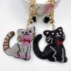 Wholesale 12pcs velvet rhinestone cat keychain fashionable crystal-studded keychain
