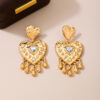 Wholesale Valentine's Day heart-shaped tassel diamond earrings