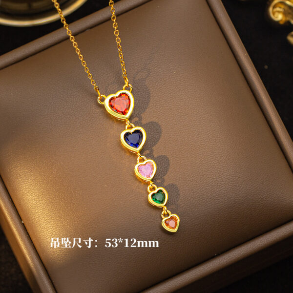 Wholesale Square colored zircon titanium steel necklace