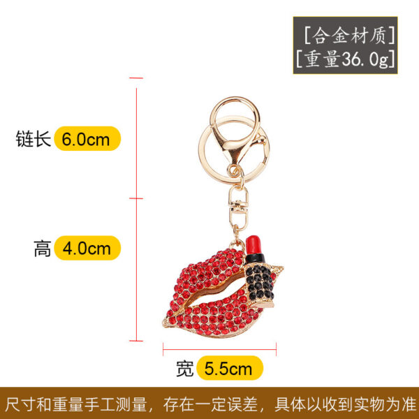 Wholesale Diamond-studded mouth red lips car keychain