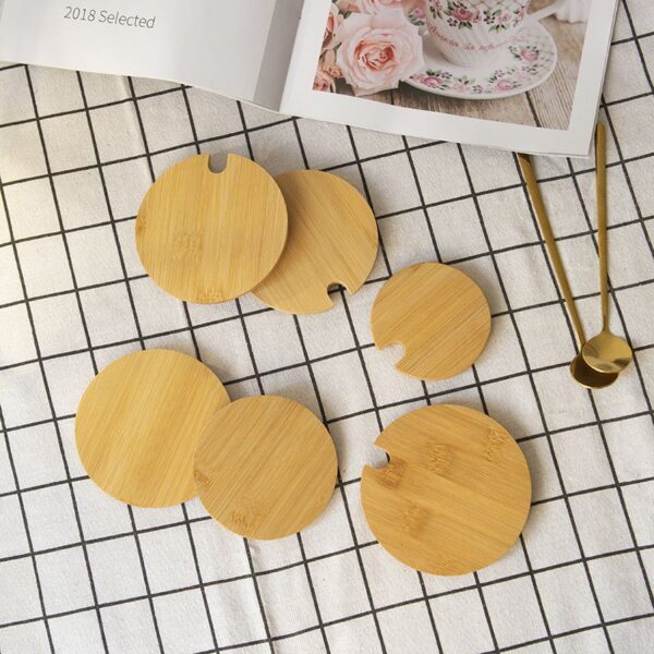 Wholesale Cross-border Cup Lid Bamboo Lid Universal Large Caliber Wooden Mug Breakfast Cup Lid Holed Logo
