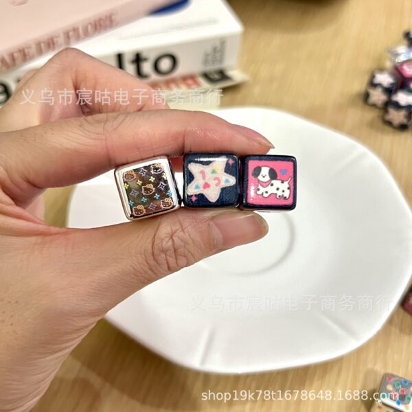 Wholesale Denim print dog star heart square bead