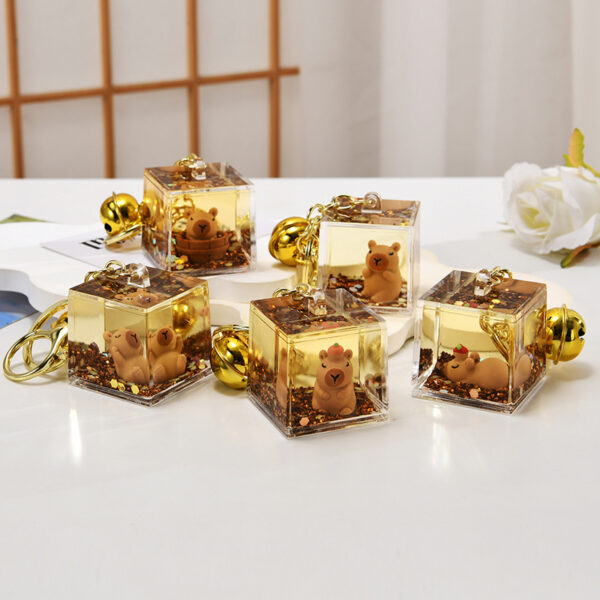 O1CN01RRx2ix1JM0BP7Iy7R_2200601031013-0-cib Wholesale Acrylic Creative Capybara Sand Bottle Keychain