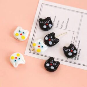 Wholesale 10pcs cat Bead DIY Through Hole Perforated Beads