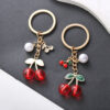 Wholesale pearl red transparent cherry keychain pendant