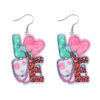 Wholesale LOVE Stethoscope Heart Leopard Print Pendant Earrings