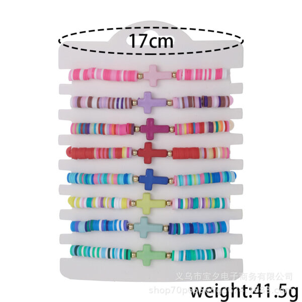 Wholesale Bohemian-style colorful polymer clay cross bracelet