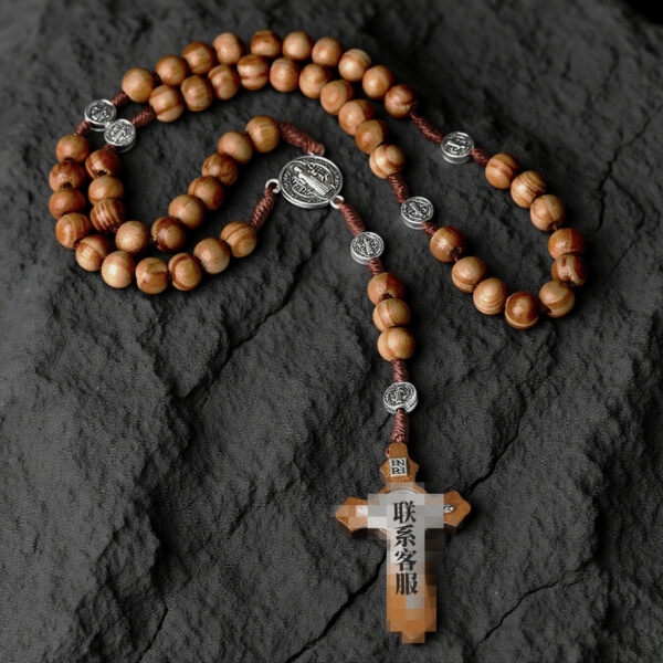 Wholesale Natural cross pine prayer bead necklace