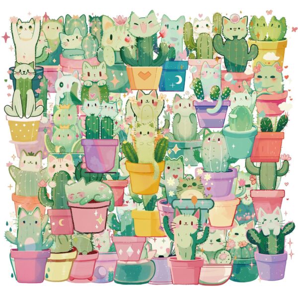 Wholesale 50pcs Cute Cat Cactus