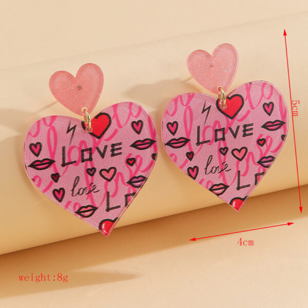 Wholesale Valentine's Day love pink leopard print glitter earrings