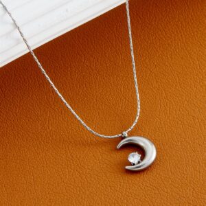 X790 moon diamond necklace steel color