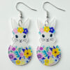 Wholesale Easter Cute Rabbit Flower Easter Egg Acrylic Earrings