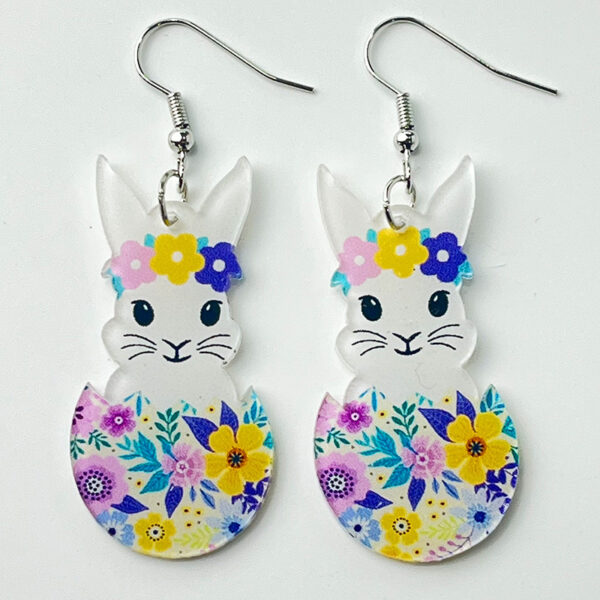 Wholesale Easter Cute Rabbit Flower Easter Egg Acrylic Earrings
