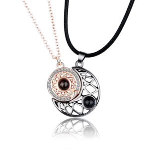 Sun and Moon Guardian Necklace Rose Gold + Guns Black