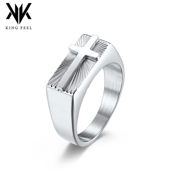 Wholesale Stainless Steel Seal Holy Light Cross Ring