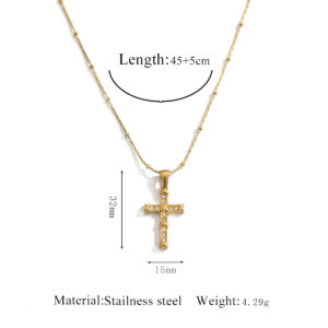 1 gold diamond cross necklace 13-white