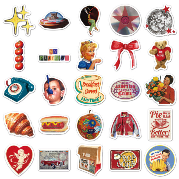 Wholesale 50 Pieces of American Retro Graffiti Stickers, Personalized Cross-Border Trendy Cool Play Decoration Mobile Phone Skateboard Guitar Computer Stickers