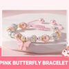 Wholesale Pink Pearl Bala Bead Butterfly Adjustable Weaving Bracelet