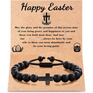 Black matte cross braided rope bracelet 2