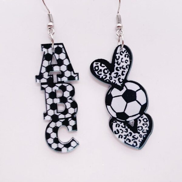 Wholesale Football Love Leopard Pattern Baseball Football Basketball Printed Acrylic Earrings