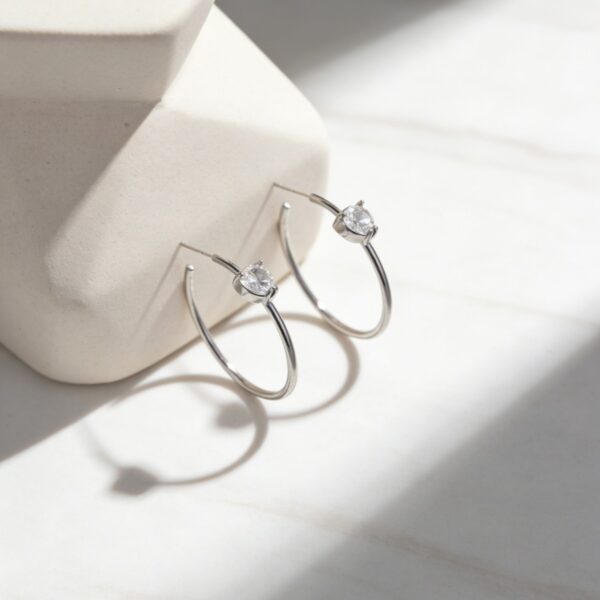 Wholesale Zircon single diamond plain hoop ear clip, extremely thin C-shaped earrings