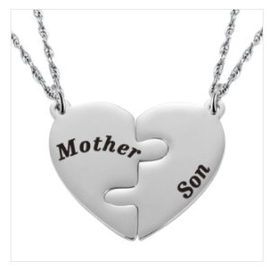 Steel color puzzle heart necklace