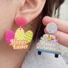 Wholesale Cross-border Easter new rabbit acrylic earrings ear studs letter flower colorful egg simple personalized ear jewelry for women