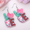 Wholesale LOVE Stethoscope Heart Leopard Print Pendant Earrings
