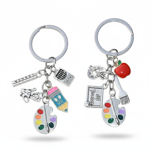 Wholesale Oil Dripping Pencil Red Apple Drawing Board Keychain Five-section Chain