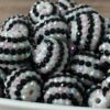 Wholesale  5pcs 20MM Resin Black and White Striped Diamond Balls
